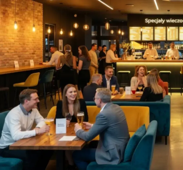 UrbanNew – bar pełen ludzi podczas wieczornego wydarzenia